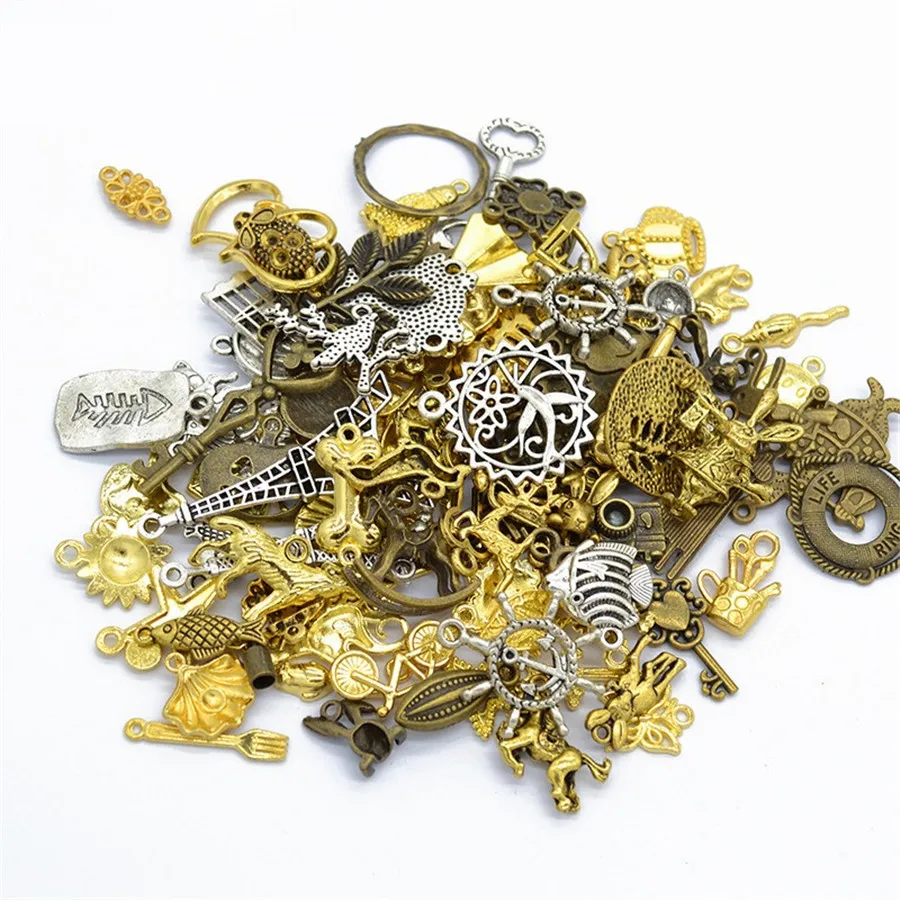 

50g/lot Multiple Styles Diy Jewelry Making Silver Alloy Gold Jewelry Findings Skull Pendant Diy Jewelry Accessories 30