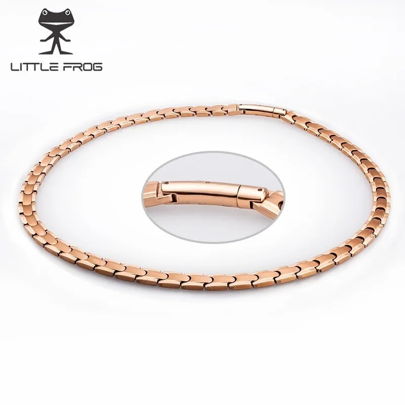 

LITTLE FROG Pure Titanium Magnetic Choker Necklace Women Chain Link Rose Gold-color Health Energy Germanium Necklace Men Jewelry