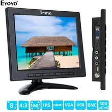 Eyoyo EM08A 8 дюймов 1024x768 ЖК 4:3 цветной монитор Поддержка 1080P HDMI Входной экран HDMI VGA BNC AV для ПК CCTV DVR