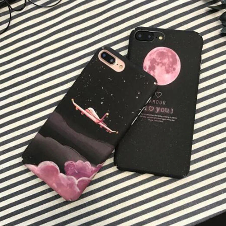 

Pink Cloud Airplane Phone Case For iphone X Xs Case For iphone 6 S 6S 6Plus 7 7Plus 8 8Plus PC Hard Plastic Cover