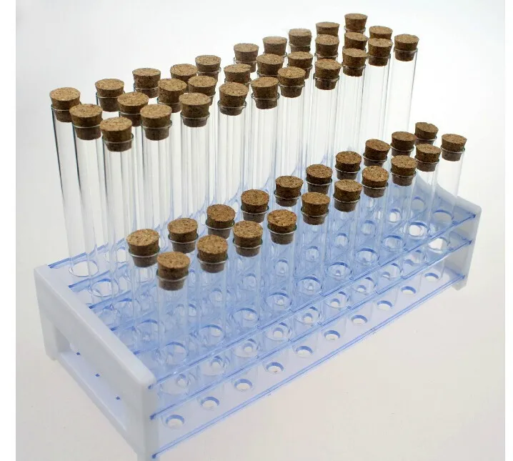 50 Pcs Test Tube with A Cork + 3 Layers Test Tube Rack Suit, Glass Tube