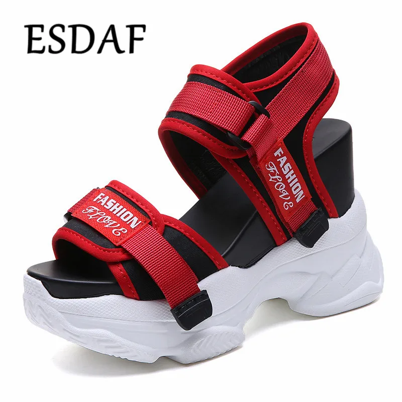 Women Sandals 2019 New Fashion Ladies Casual Shoes Summer Super High Heels Wedges Buckle Platform Shoes 11 CM Chunky Sandals