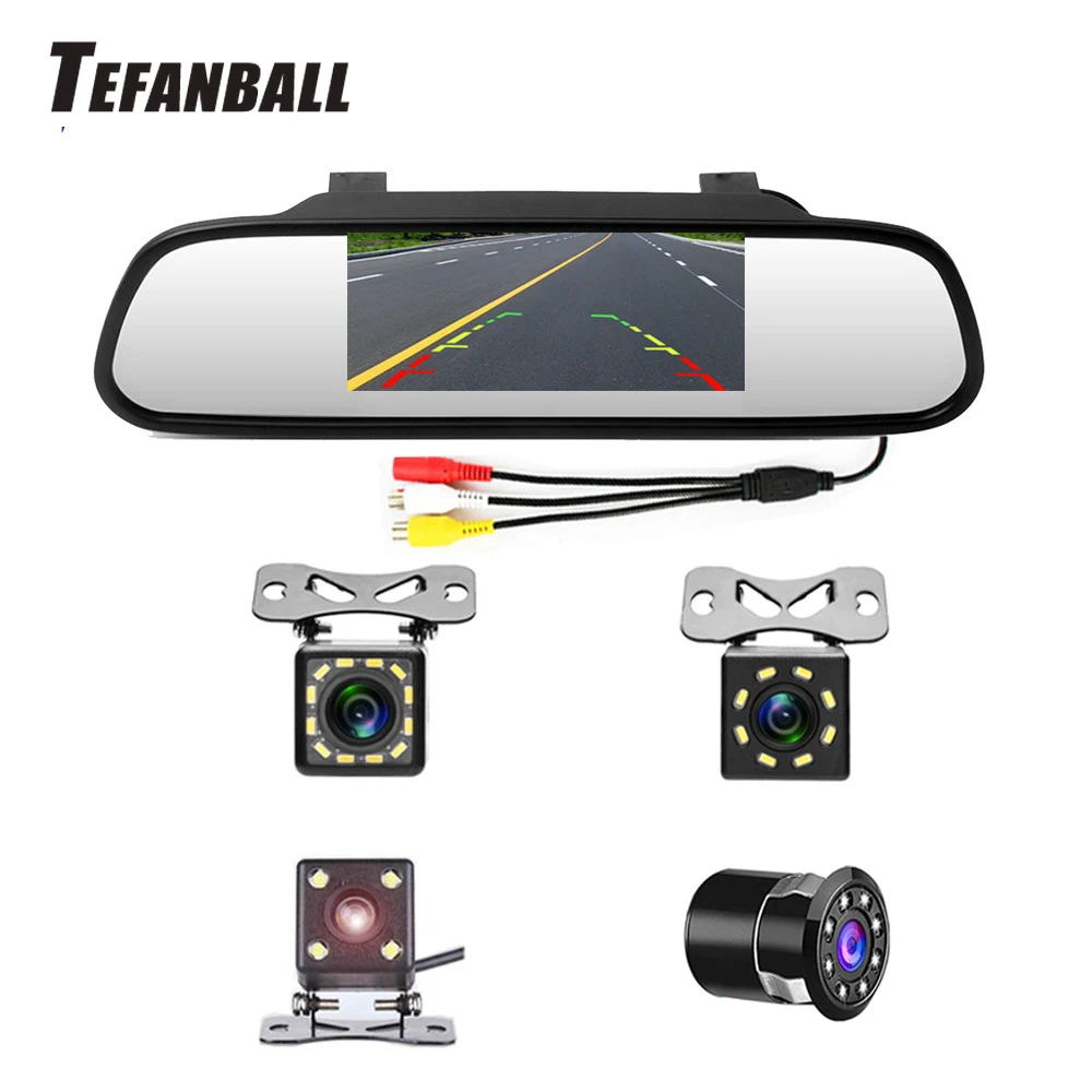 

4.3" Car Recorder Rearview Mirror Monitor Auto Parking System + LED Night Vision Backup Reverse Camera CCD Car Rear View Camera