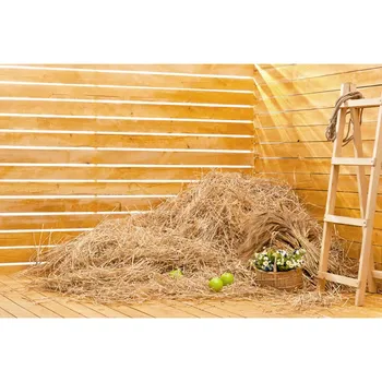 

photography backdrops straw pile and yellow wood wall corner background computer printed kids backdrops for photo studio F-2710