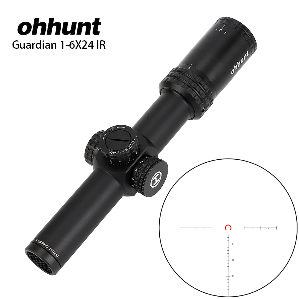 Ohhunt Guardian 1-6x24 IR охотничий оптический компактный прицел с выгравированным стеклом с красной подсветкой