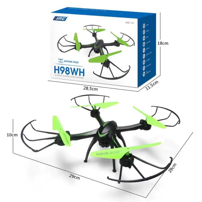 JJRIC H98WH Радиоуправляемый квадрокоптер WI-FI FPV 2,4 ГГц 4CH 6 оси HD Камера черный Feb21