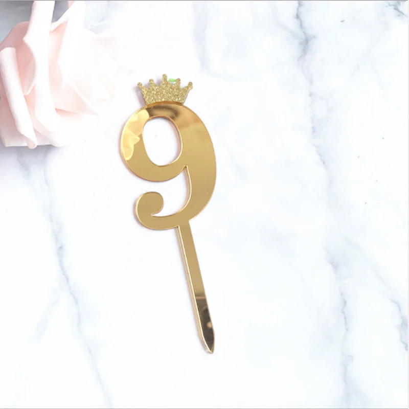 Gold 9 Акриловые топперы для торта зеркало золотистого цвета на день рождения торт фигурки жениха и невесты; для дня рождения, свадьбы, годовщины украшения для торта для вечеринки «сделай сам» - Цвет: Gold 9