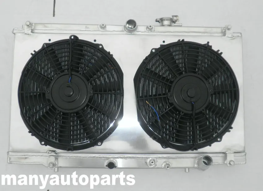 

2 ROW Aluminum Radiator+shroud+two fans for Honda Accord CD5 CD7 2.2L Manual 1994-1997 94 95 96 97
