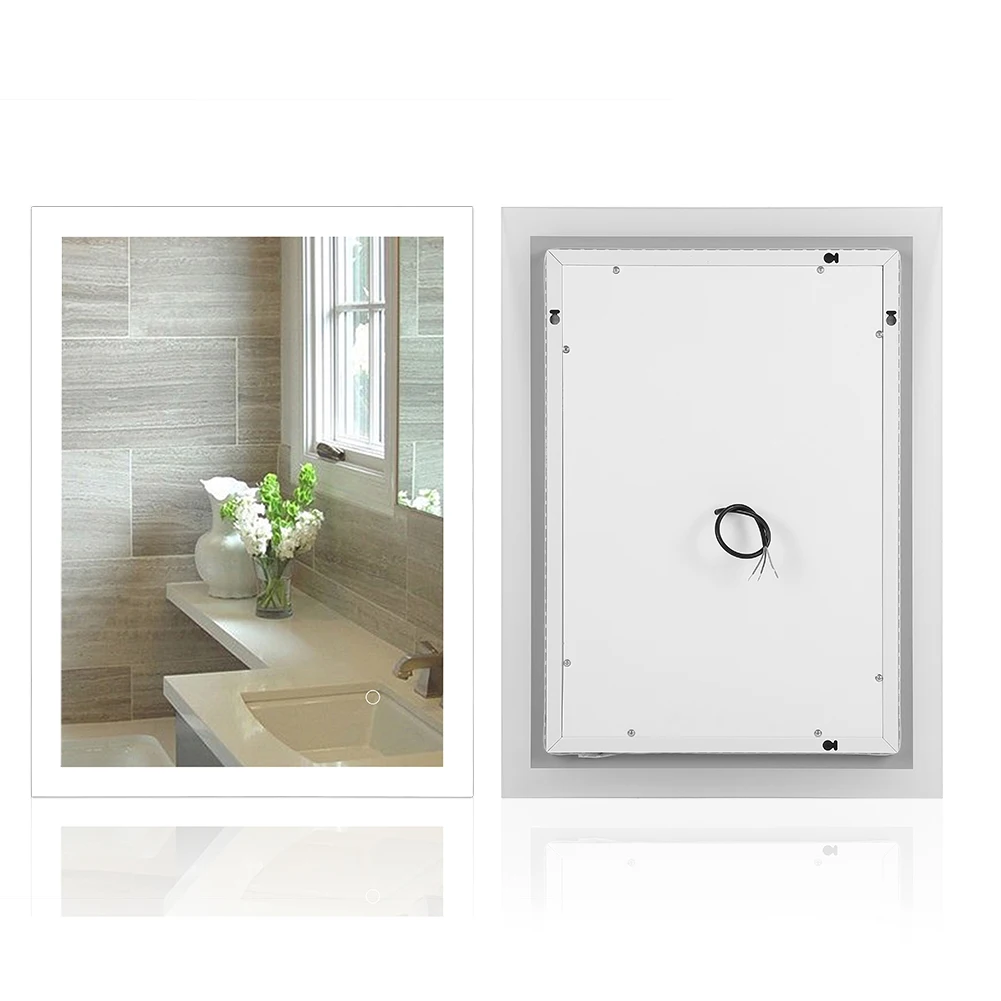 Espejo de baño Anti-niebla luz LED espejo táctil inteligente maquillaje temperatura pantalla sin marco espejo decorativo HWC Espejo de baño Anti-niebla luz LED espejo táctil inteligente maquillaje temperatura pantalla sin marco espejo decorativo HWC