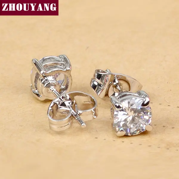 ZHOUYANG Top Quality ZYE518 Concise Crystal Silver Color Earring Jewelry Austrian Crystal Wholesale