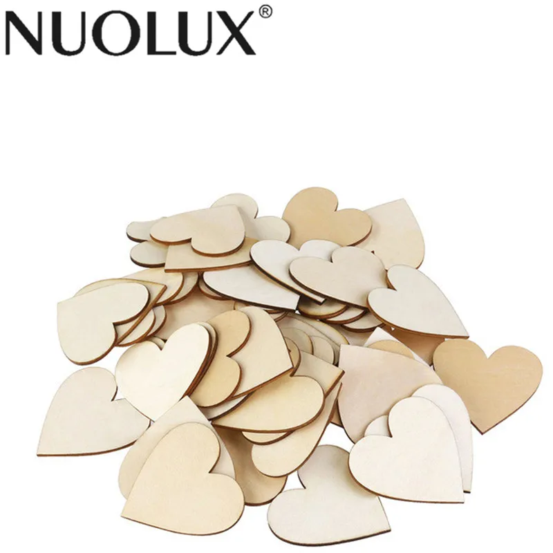 

50pcs Blank Heart Wood Slices Discs For DIY Crafts Embellishments Weddng Event Party Birthday Decoration (Wood Color)