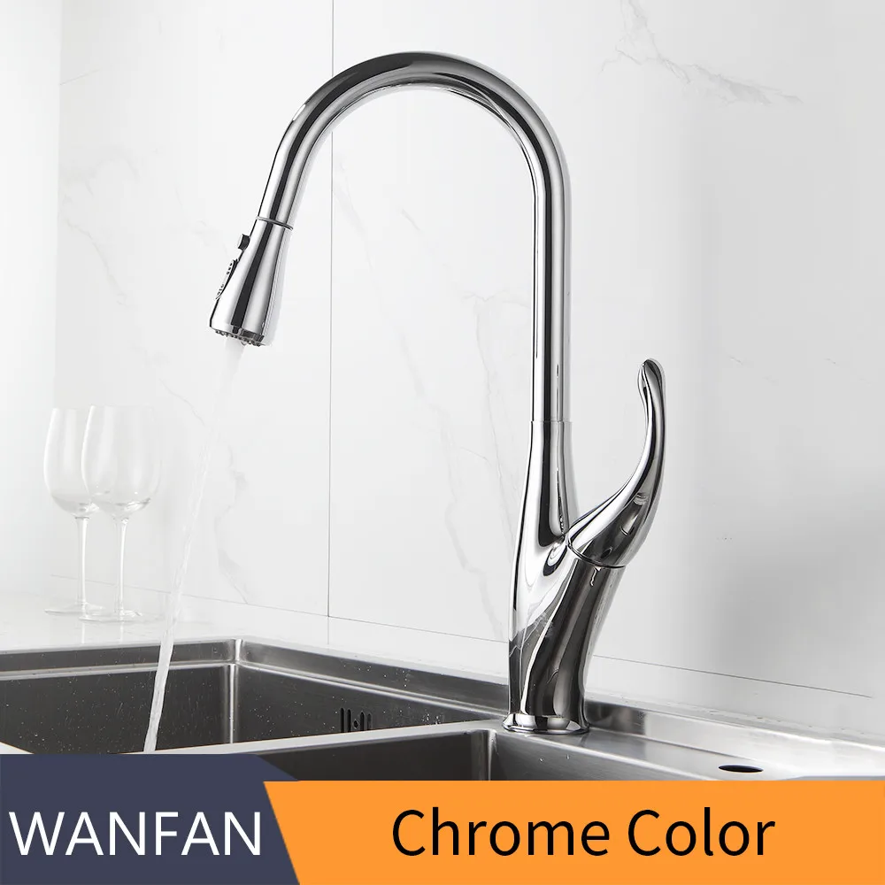 Смесители для кухни серебристые с одной ручкой выдвижной кухонный кран с одним отверстием поворотная ручка на 360 градусов смеситель для воды Смеситель кран 866001 - Цвет: Chrome