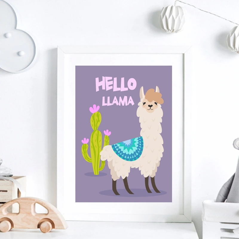 cartoon llama print kids room decor