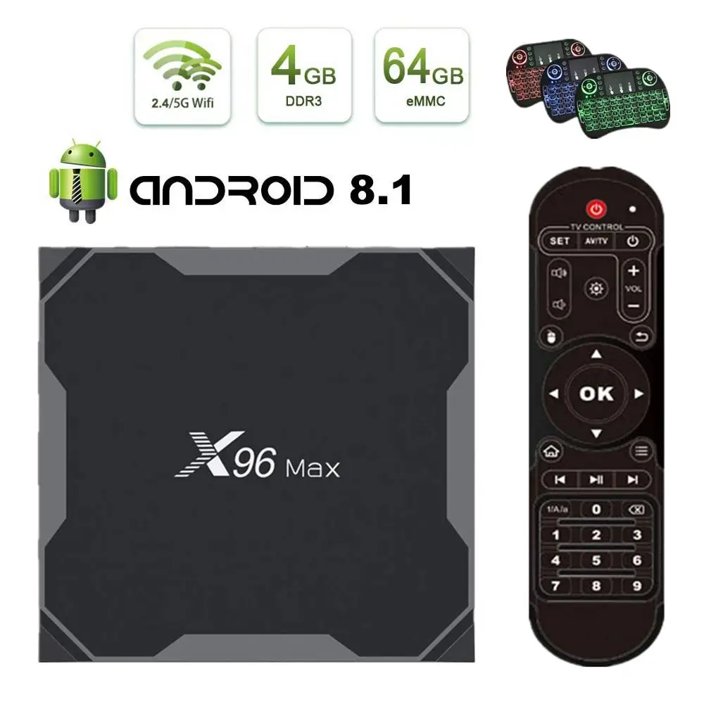 X96Max Smart Android 8,1 ТВ приставка Amlogic S905X2 LPDDR4 Четырехъядерный 4 Гб 64 Гб 2,4G и 5 ГГц Wifi BT 1000M 4K X96 Max ТВ приставка