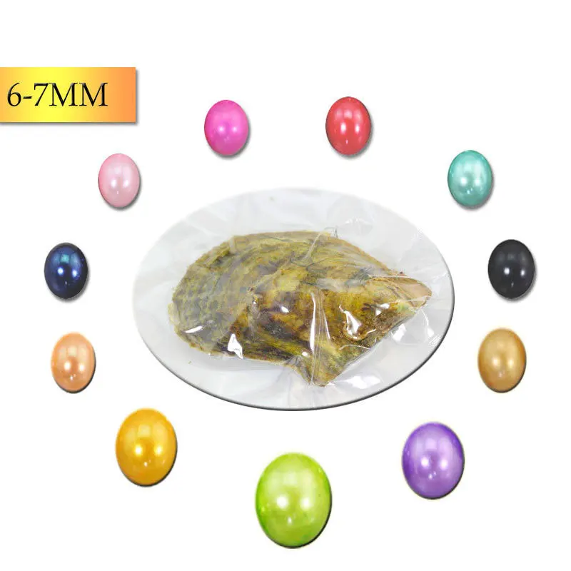

6 Pcs Shell Wish Pearl one Oyster Vacuum-packed Randomly man-made Pearls in Oyster Pearls 6-7mm Women's Birthday Wedding Gift
