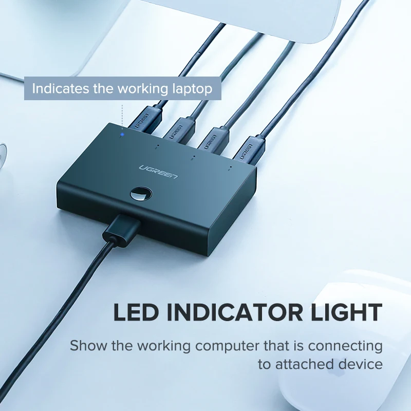 Цена Универсальный kvm переключатель для принтера Ugreen, 4 2 шт., 1 устройство, font b usb b font коммутатор с font b usb b font кабелем для Windows Mac OS, сканер для принтера, KVM