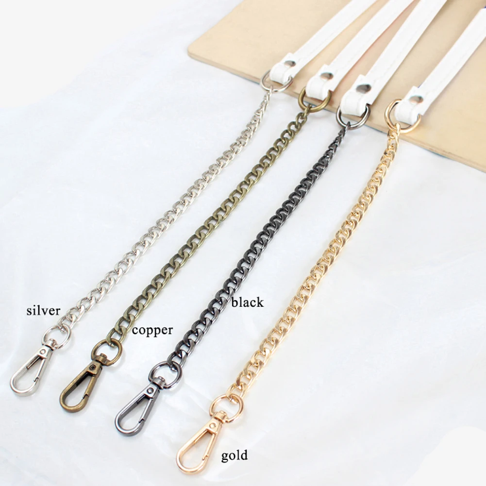 white gold chain Новая сумка на ремне из искусственной кожи+ сумка с металлической цепочкой, ручка для женщин, сумки, сделай сам, ремешок на цепочке, сменная сумка, аксессуары - Цвет: white gold chain