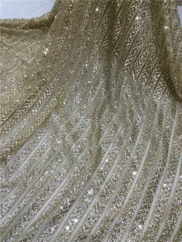 

Most popular gold evening French tulle net lace fabric with glitters for lady UN89(5yards/lot) can make many color