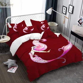 

Luxury Bedding Set Twin Full Queen King Size Graceful Pink Mermaid Sea Bedlinens Pillowcases Flatsheet Set Duvet Cover Set