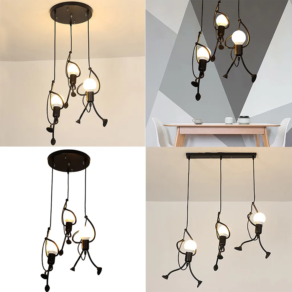 

Modern Charming Hanging Chandelier Creative Iron People Lamp Elegant Hanger LED Chandelier Lighting For Living room (no bulbs)