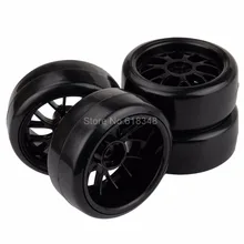 4 unids Duro Plástico RC 1: 10 Coche de Deriva Neumáticos Lisos Y Tipo de Llanta 12mm Buje Hexagonal