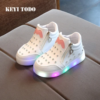 

Girl rhinestone Princess shoes 2018 spring Autumn baby comfort non-slip small leather shoes children light Shoes C331