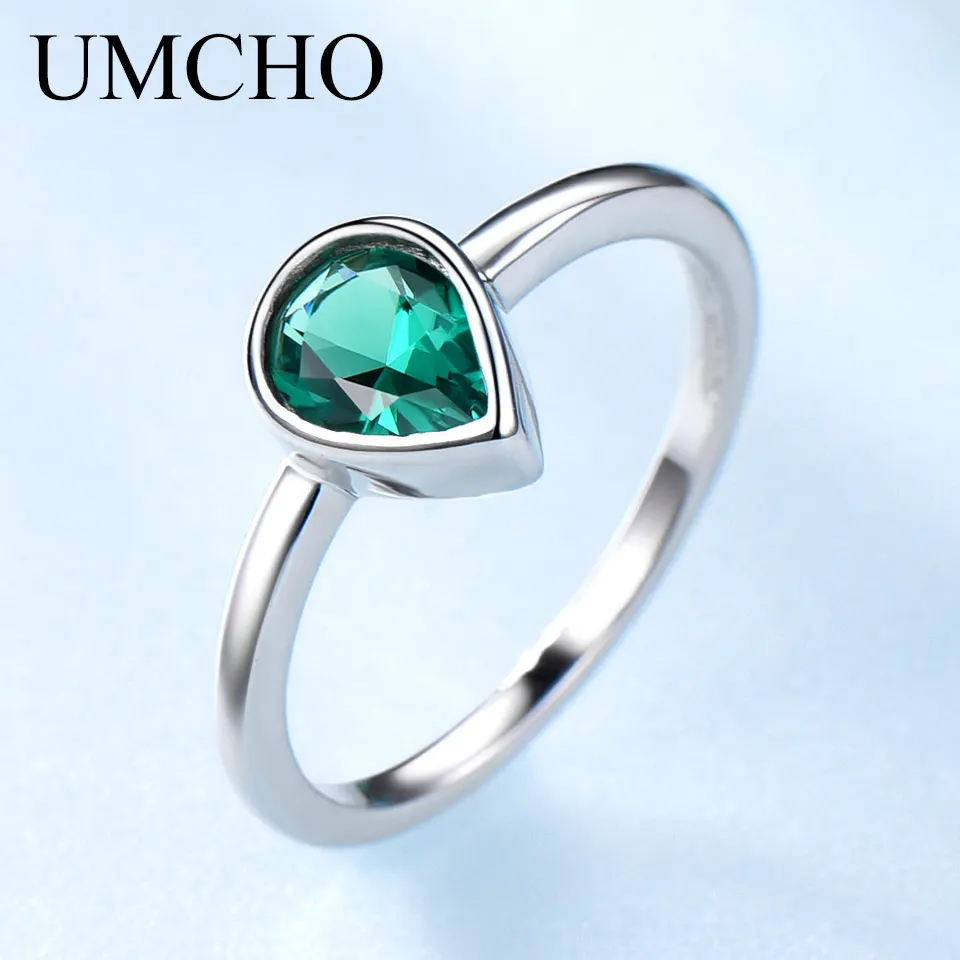 UMCHO Genuine Emerald Gemstone Rings for Women 925 Sterling Silver Wedding Engagement Mothers's day Party Gift Fine Jewelry New UMCHO Genuine Emerald Gemstone Rings for Women 925 Sterling Silver Wedding Engagement Mothers's day Party Gift Fine Jewelry New
