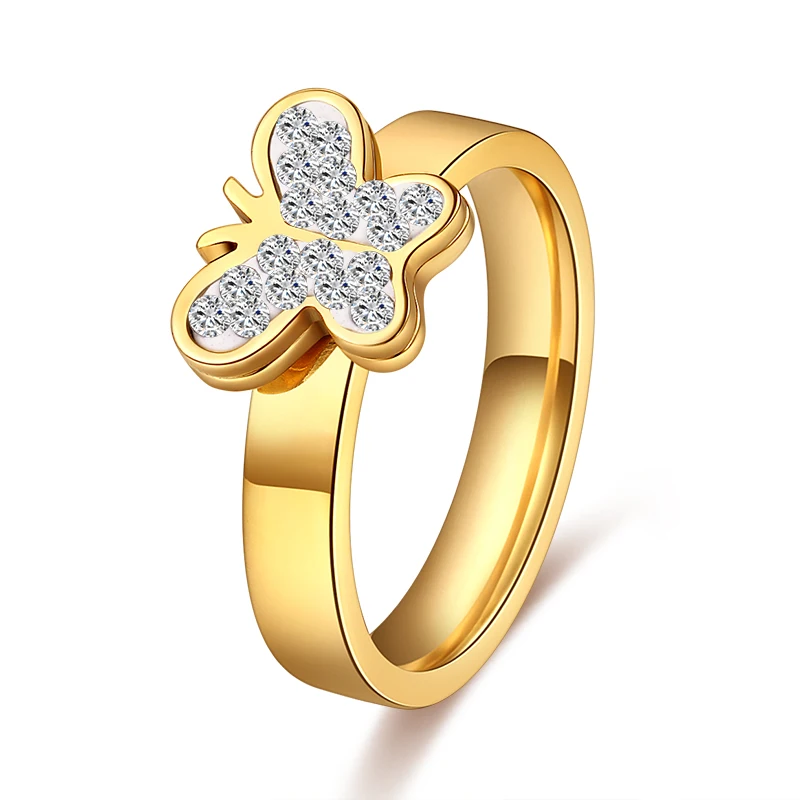

CACANA High Quality Stainless Steel Women Men Bohemian Vintage Butterfly Totem Rings Personalized Custom Jewelry Delicate R222