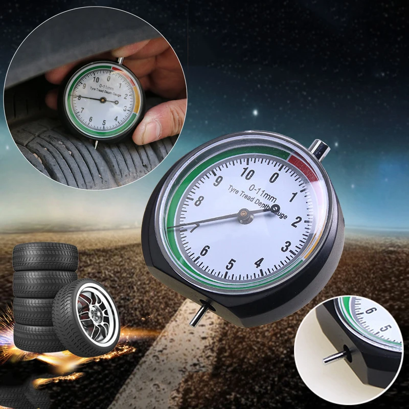 

1pc Black Car Tyre Tire Pressure Tread Depth Gauge Measure Indicator Equipment
