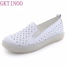 GKTINOO обувь из натуральной кожи женская обувь на плоской подошве повседневные туфли с вырезами ручной работы удобная мягкая подошва туфли на плоской подошвемокасины