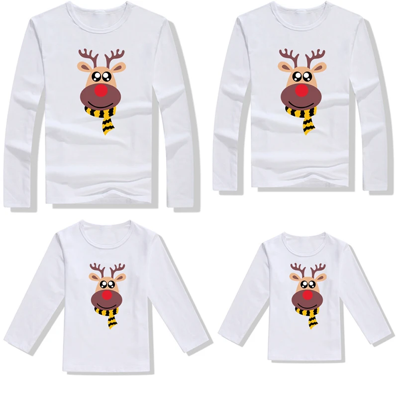 Рождественские Семейные комплекты; одинаковая Рождественская одежда в виде оленя; хлопковая Осенняя футболка с длинными рукавами для папы, мамы, мальчика и девочки
