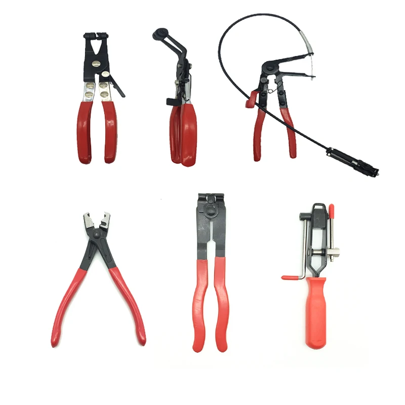 

6pc Auto/Car Repairs Removal Bent Nose Hose Clamp Pliers Hand Tools SetS Cable Type Flexible Wire Long Reach Hose Clip Pliers