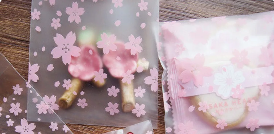 300 шт мульти-размер выбрать светильник розовый цветок вишни самоклеющиеся Матовый целлофановый мешок, самоклеющиеся вечерние упаковочные пакеты