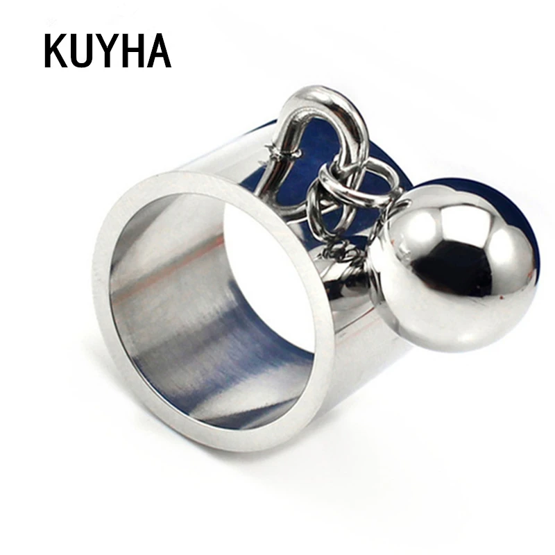 Charm Rings Jewelry with Sphere Round Pendant Personality Unique Punk party Disco Stainless Steel Metal Ball Ring for Women