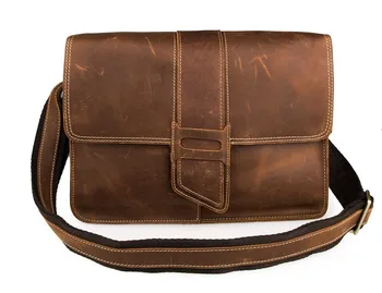 

Nesitu High Quality Vintage Brown Thick Genuine Leather Men Messenger Bags Crazy Horse Leather Male Shoulder Bag M7263