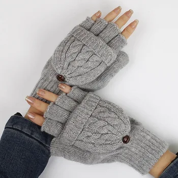 

1Pair Women Winter Soft Fingerless Gloves Girls Soft Warm Mittens Wool Knitted Ladies Exposed Finger Gloves Hand Warmer