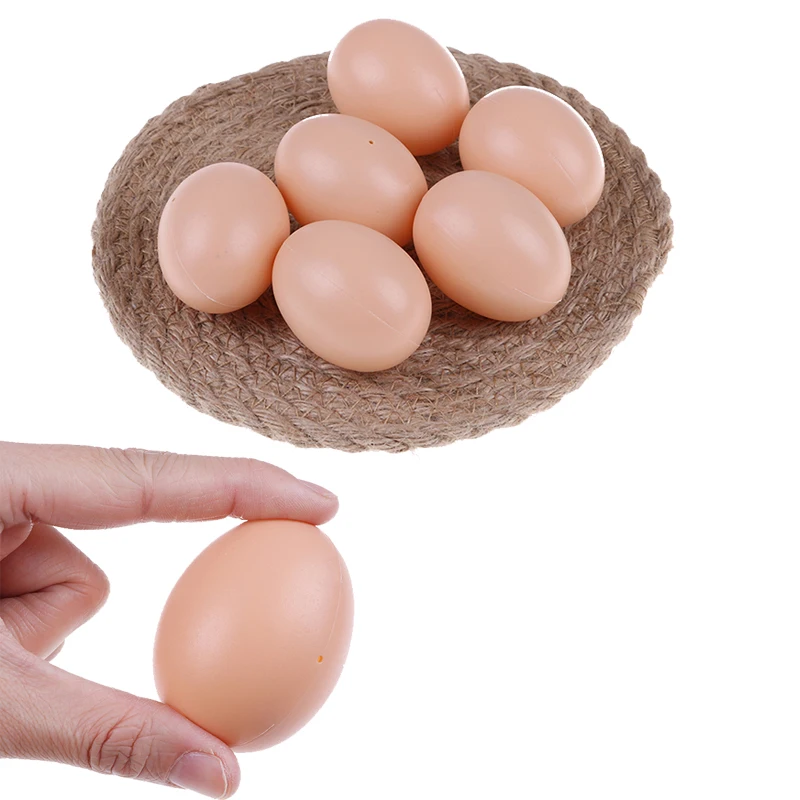 

6Pcs Plastic Fake Dummy Eggs Model For Kids Child Joke Farm Chicken Nesting Hen Hatching Egg Graffiti Simulation Eggs House Toy