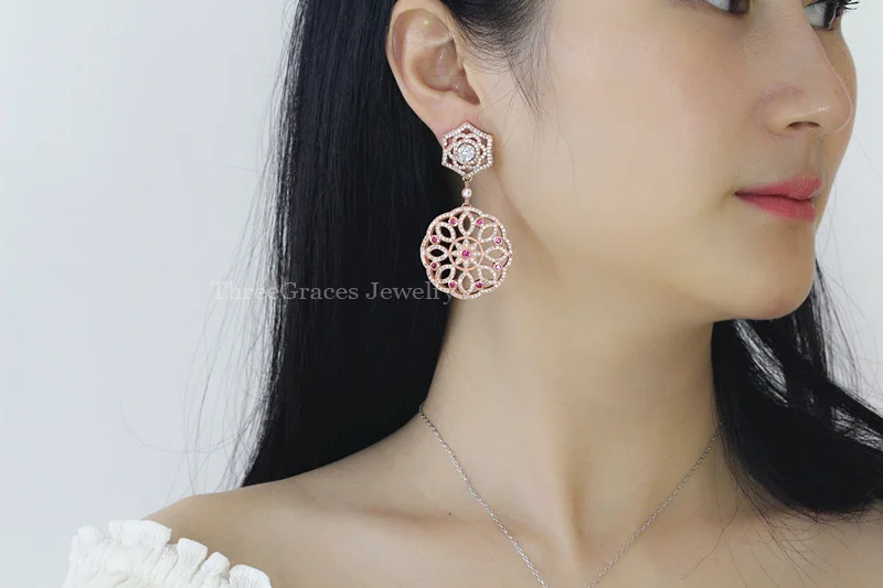 ThreeGraces Роскошные африканские нигерийские ювелирные изделия цвета розового