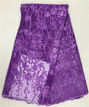 

Latest fashion embroidery French tulle apparel material African net lace fabric for evening dress WAN7(5yards/lot)