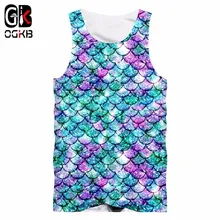OGKB рубашки без рукавов майки для женщин/мужчин крутой принт рыбья чешуя 3D майка для мужчин Бодибилдинг Fintess Повседневный жилет