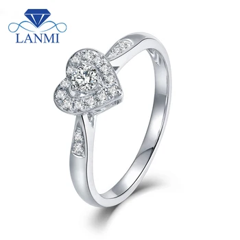 

LANMI Heart Shape Real Diamond Wedding Rings Solid 18Kt AU750 White Gold Trendy Jewelry For Women Anniversary