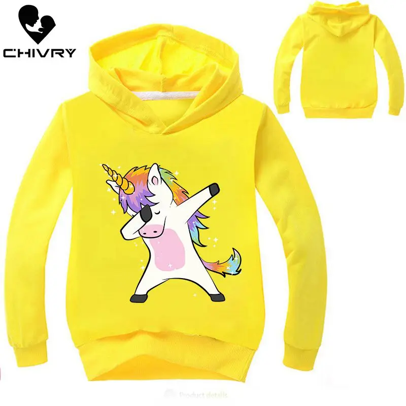 New 2019 Children Kids Spring Autumn Sweatshirt Boys Girls Cute Unicorn Print Long Sleeve Hooded Ho
