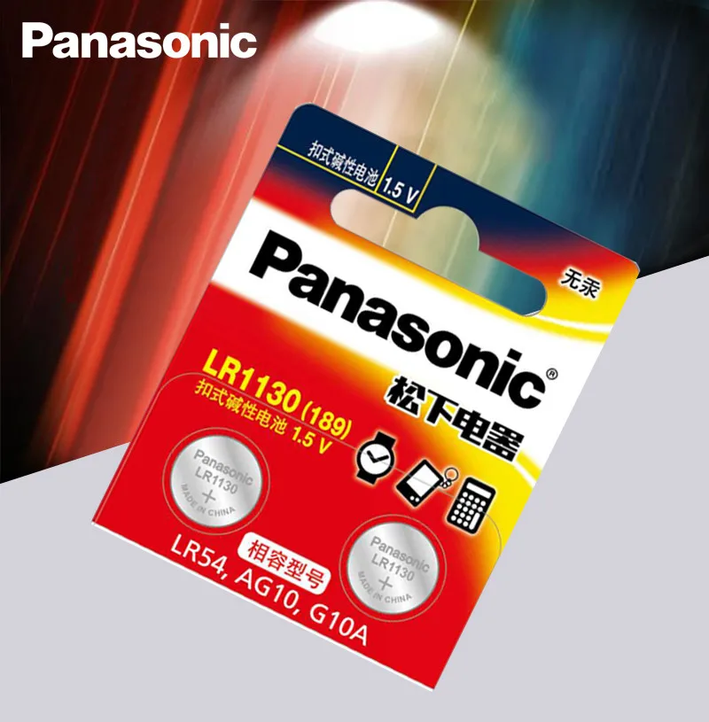 

100% Original Panasonic 2PCS/lot Battery Cell 1.5V AG10 LR1130 Alkaline Button Battery AG10 389 LR54 SR54 SR1130W 189 LR1130