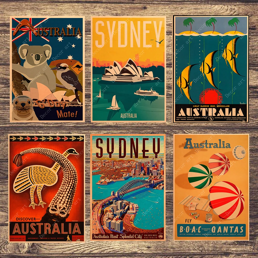 

Travel to Australia Sydney Koala Canvas Painting Vintage Wall Pictures Kraft Posters Coated Wall Stickers Home Decoration Gift