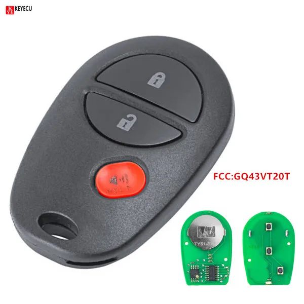 KEYECU 3Button Replacement Remote Car Key Fob for Toyota Sienna