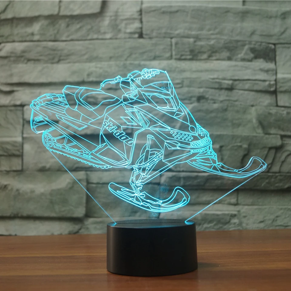 

3D Snowplane Modelling Table Lamp USB LED 7 Colorful Changing Atmosphere Snowmobile Car Nightlight Sleep Lighting Bedroom Decor