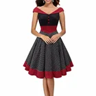 $21.96! 2017 High Quality Vintage V-neck patchwork tunic ball gown dress women summer dress casual party 50s 60s dresses robe vestidos Cheap 2017 High Quality Vintage V-neck patchwork tunic ball gown dress women summer dress casual party 50s 60s dresses robe vestidos