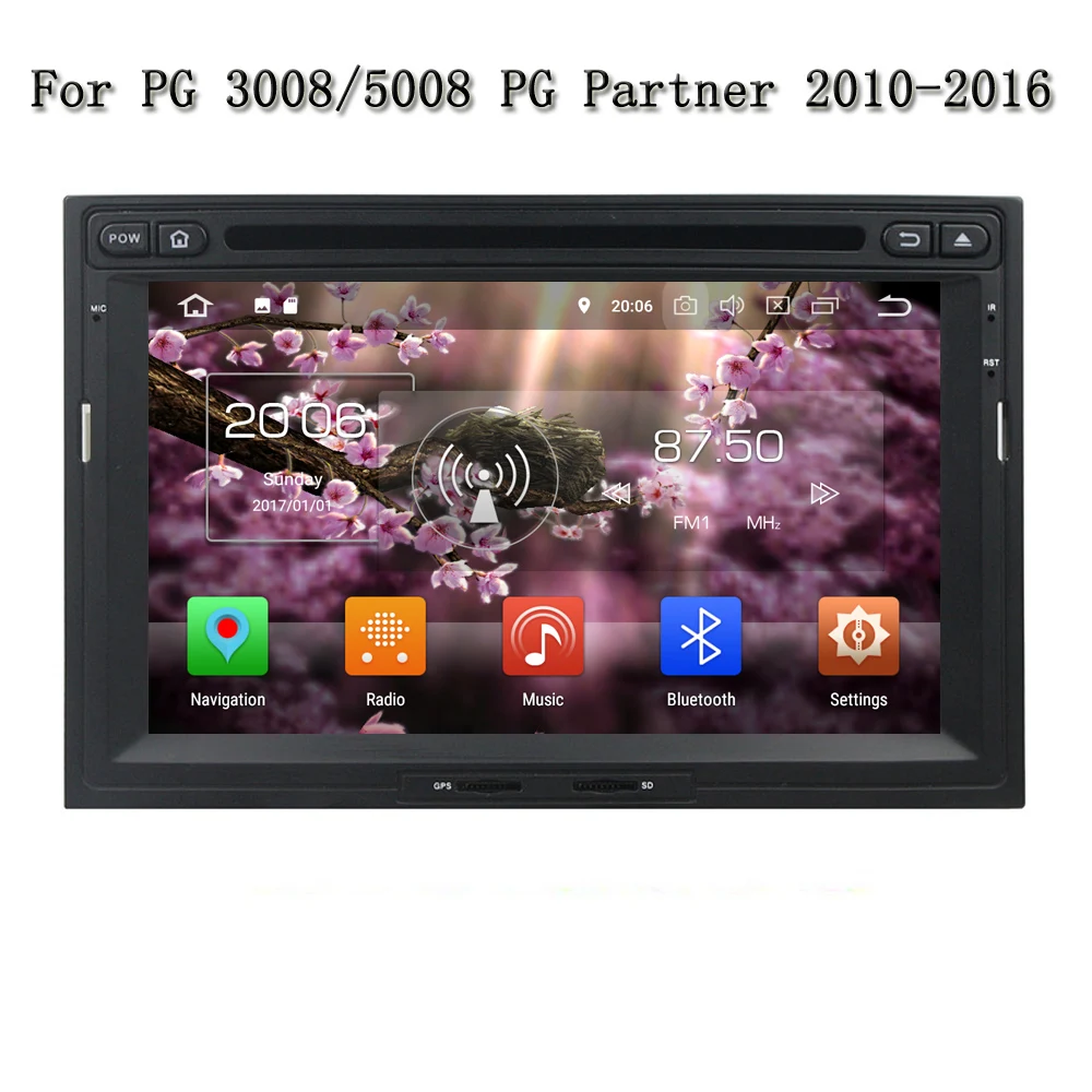 

2 Din 7" 4 Core 4GB RAM 32GB ROM Android 8.0 Car DVD Head Multimedia GPS Radio For PEUGEOT PG 3008/5008 PG Partner 2010-2016