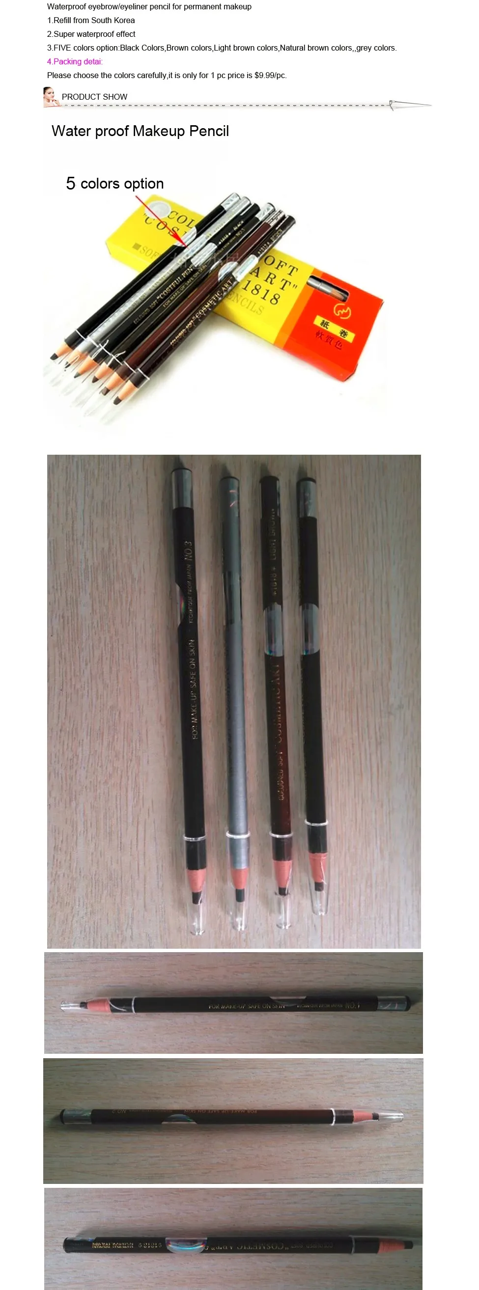 Водостойкий карандаш для бровей для перманентного макияжа, окрашивание, sourcils, карандаш, тренограмма, ручка, простое использование