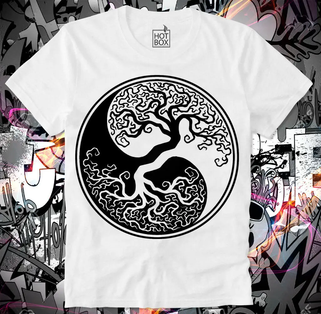 HOTBOX T SHIRT TREE OF LIFE LEBENS YIN YANG YOGA MEDITATION Colour Jurney Print Shirt T-shirt | Мужская одежда
